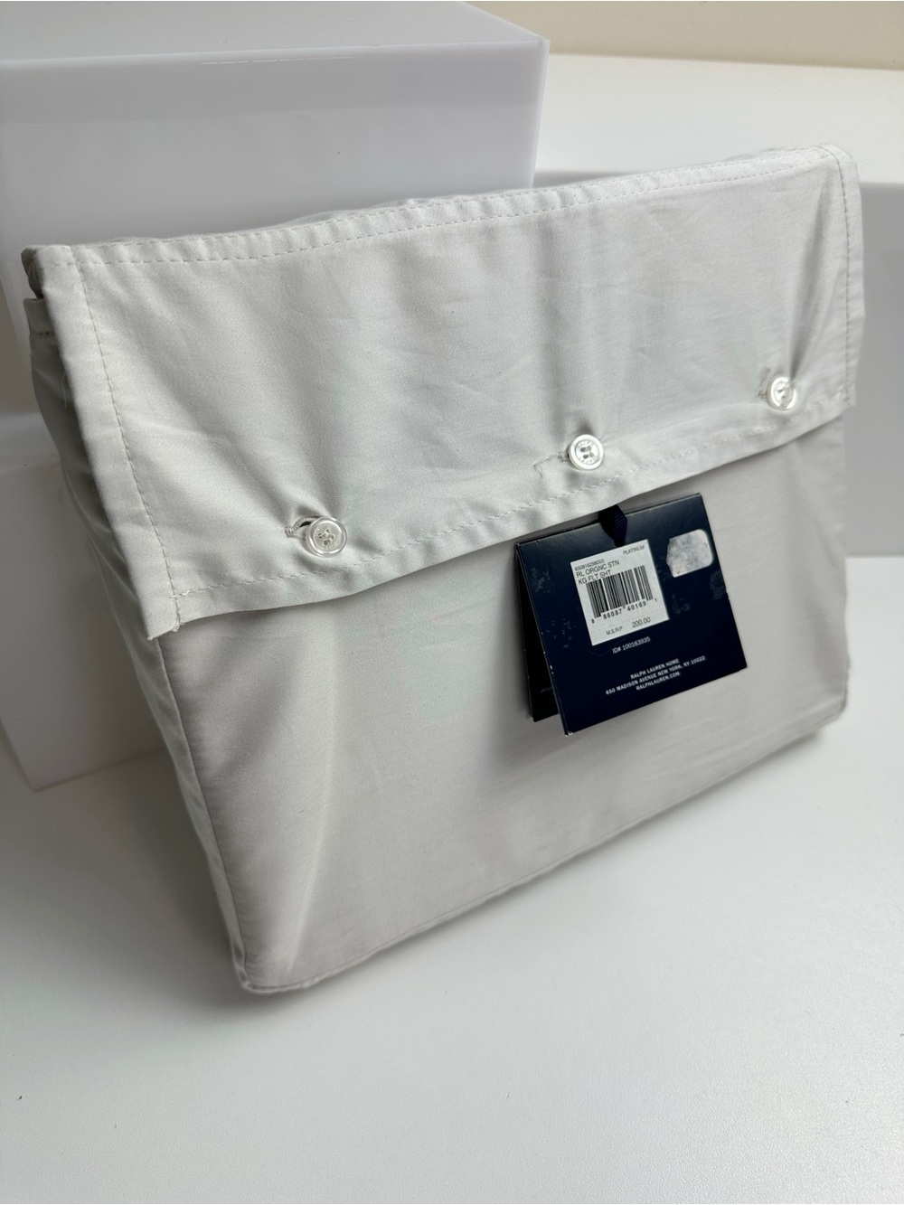 Ralph Lauren RL Home Organic Cotton Sateen King Flat Sheet Platinum NWT
